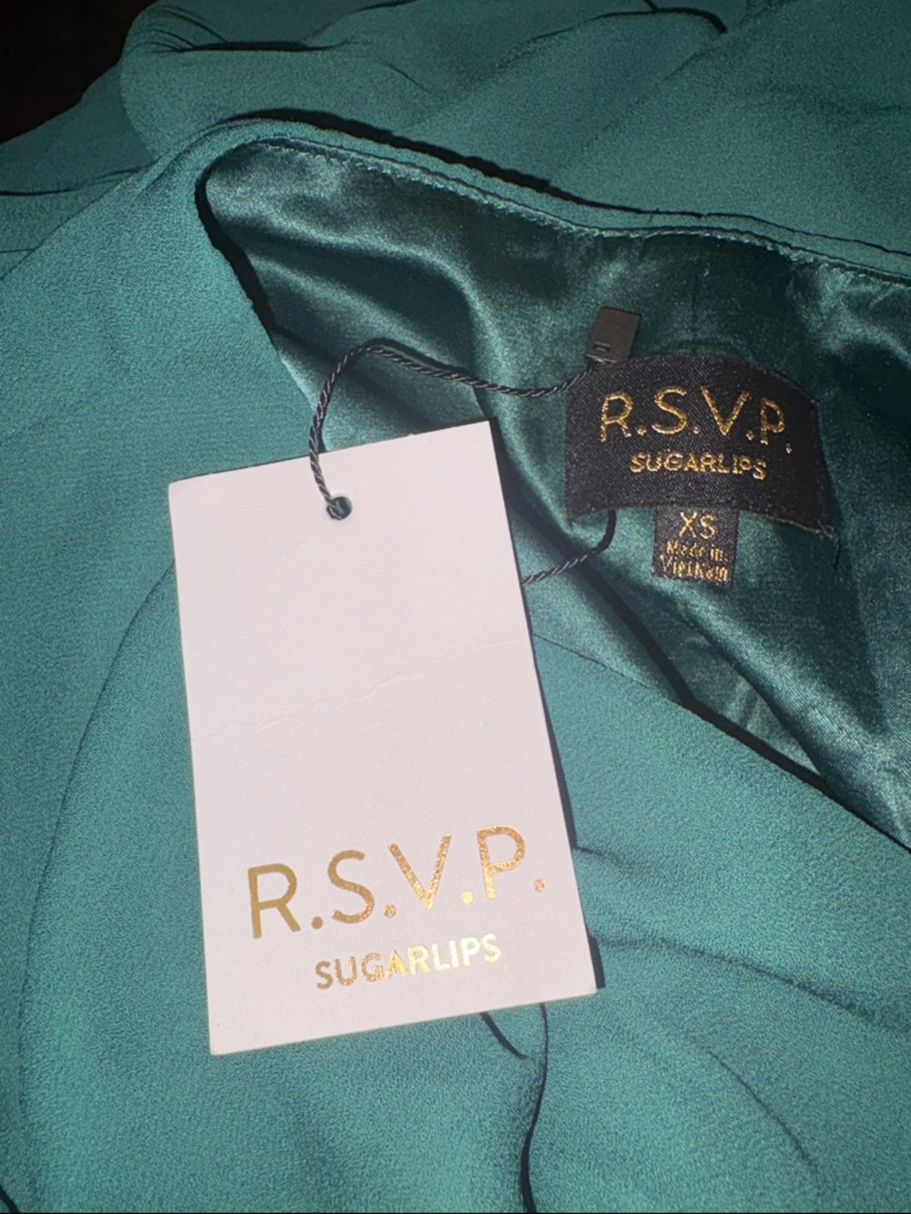 RSVP Sugar Lips Emerald Green Maxi Dress XS NWT Z8 - Picture 3 of 3